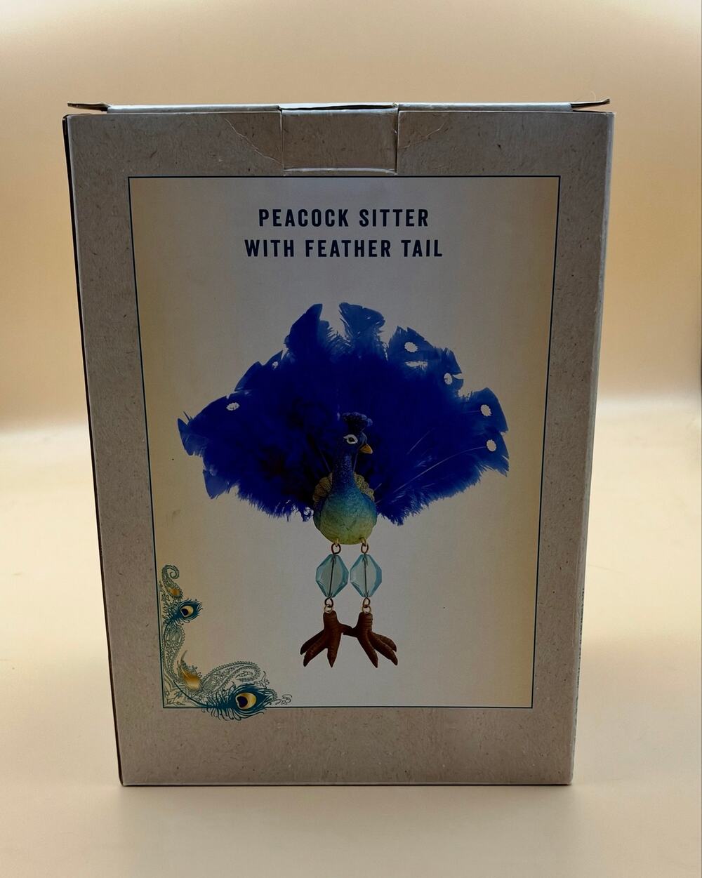 Cracker Barrel Peacock Sitter Feather Tail Figurine Jeweled Legs w/ Box